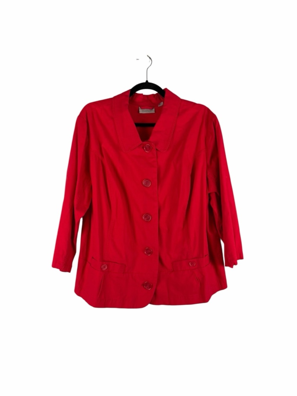 Avenue Red Stretch Cotton Button Front Jacket Blazer Plus Size 18/20